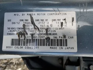 2013 Mazda 3 i SV with VIN JM1BL1TF8D1709748, listed as a Copart auction lot 53201555 with Not Provided miles and Salvage Title. Bid and sale history available at DreamBid. Image 15.