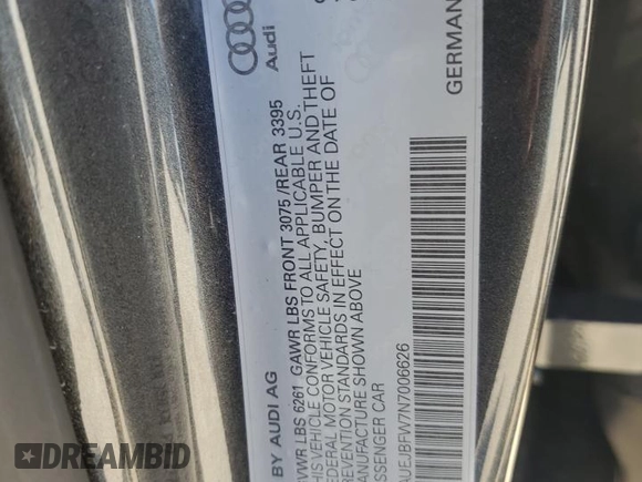 2022 Audi e-tron GT Prestige z VIN WAUEJBFW7N7006626, wystawiony jako Copart lot #75207374 z przebiegiem 27 095 mil mil oraz Szkody całkowita. Historia ofert i sprzedaży dostępna na DreamBid. Obrazek 12.