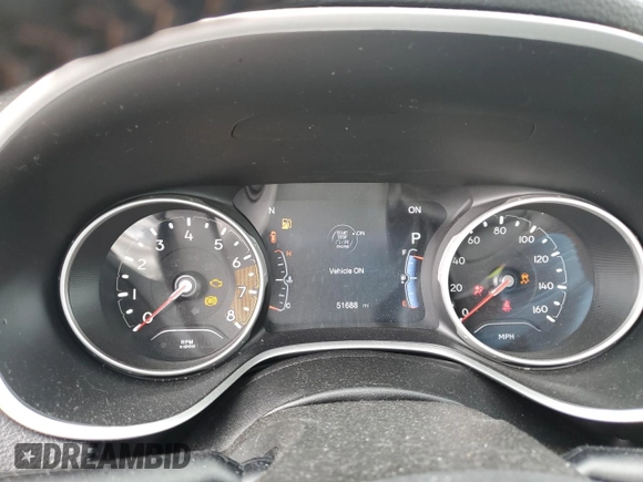 2020 Jeep Compass Latitude with VIN 3C4NJDBB1LT205116, listed as a Copart auction lot 53227985 with 51,688 mi miles and Salvage title. Bid and sale history available at DreamBid. Image 9.