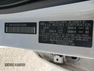 2010 Kia Forte EX with VIN KNAFU4A2XA5225999, listed as a Copart auction lot 70195434 with 61,816 mi miles and Salvage Title. Bid and sale history available at carsss.com. Image 12.