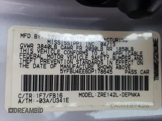 2013 Toyota Corolla L with VIN 5YFBU4EE6DP178645, listed as a Copart auction lot 54558645 with 178,445 mi miles and Non Repairable. Bid and sale history available at DreamBid. Image 12.