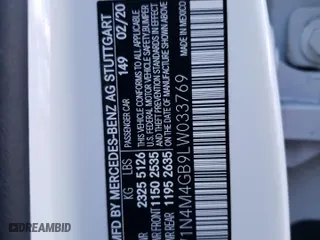 2020 Mercedes-Benz GLB with VIN W1N4M4GB9LW033769, listed as a Copart auction lot 65752892 with 51,326 mi miles. Bid and sale history available at carsss.com. Image 10.