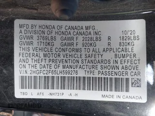 2020 Honda Civic Sedan LX with VIN 2HGFC2F65LH599276, listed as a IAAI auction lot 41656979 with 1 mi miles. Bid and sale history available at carsss.com. Image 9.