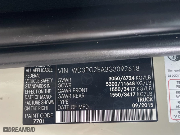 2016 Mercedes-Benz Metris Cargo Van with VIN WD3PG2EA3G3092618, listed as a Copart auction lot 84713344 with 126,208 mi miles and Clean Title. Bid and sale history available at carsss.com. Image 10.