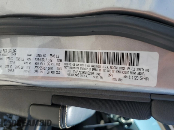 2016 Jeep Cherokee Latitude with VIN 1C4PJMCS9GW199329, listed as a Copart auction lot 61696245 with 62,280 mi miles and Salvage title. Bid and sale history available at DreamBid. Image 13.