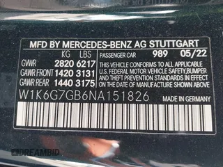 2022 Mercedes-Benz S 580 z VIN W1K6G7GB6NA151826, wystawiony jako IAAI lot #41313174 z przebiegiem 18 123 mil mil oraz . Historia ofert i sprzedaży dostępna na DreamBid. Obrazek 9.