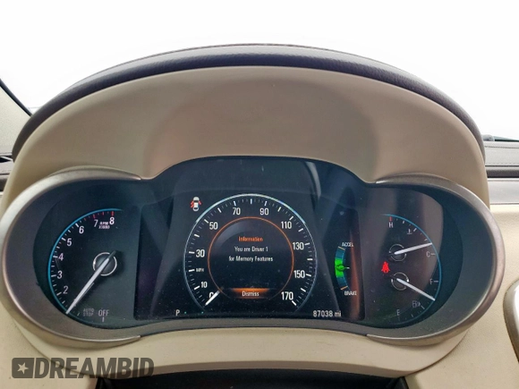 2016 Buick LaCrosse Leather with VIN 1G4GB5GR1GF174768, listed as a Copart auction lot 60461125 with 87,038 mi miles and Salvage title. Bid and sale history available at DreamBid. Image 9.
