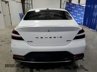 2023 Genesis G70 2.0T with VIN KMTG34TAXPU128221, listed as a Copart auction lot 71105154 with 43,626 mi miles and Non Repairable. Bid and sale history available at DreamBid. Image 6.