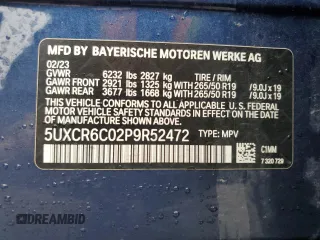 2023 BMW X5 xDrive40i with VIN 5UXCR6C02P9R52472, listed as a Copart auction lot 51175545 with 30,152 mi miles and Salvage Title. Bid and sale history available at carsss.com. Image 13.