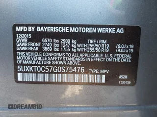 2016 BMW X5 xDrive40e with VIN 5UXKT0C57G0S75476, listed as a IAAI auction lot 41642249 with 105,489 mi miles and . Bid and sale history available at DreamBid. Image 9.