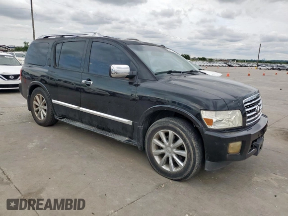2008 Infiniti QX56 with VIN 5N3AA08DX8N901600, listed as a Copart auction lot 58973525 with 321,103 mi miles and Salvage title. Bid and sale history available at DreamBid. Image 4.