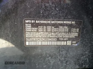 2019 BMW X3 sDrive30i with VIN 5UXTR7C52KLE94593, listed as a Copart auction lot 48560335 with 70,809 mi miles and Salvage Title. Bid and sale history available at DreamBid. Image 12.