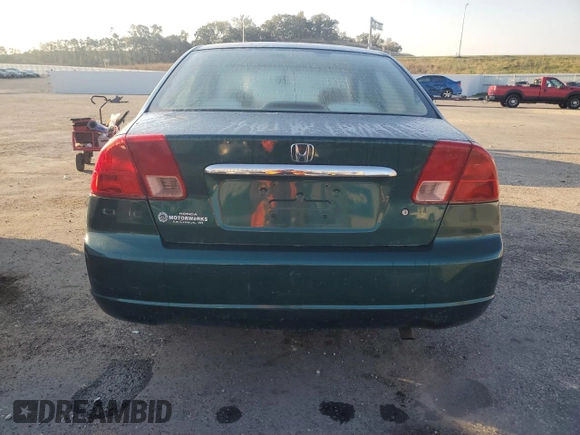 2001 Honda Civic LX with VIN 1HGES16571L073599, listed as a Copart auction lot 73134604 with 190,735 mi miles and Non Repairable. Bid and sale history available at carsss.com. Image 6.