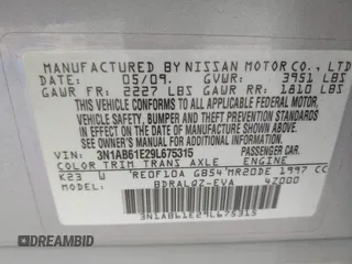2009 Nissan Sentra FE+ with VIN 3N1AB61E29L675315, listed as a IAAI auction lot 41444781 with 131,987 mi miles and . Bid and sale history available at DreamBid. Image 9.