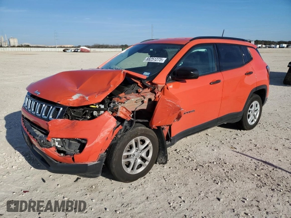 2017 Jeep Compass Sport with VIN 3C4NJCAB3HT690720, listed as a Copart auction lot 88251275 with 84,292 mi miles and Salvage Title. Bid and sale history available at carsss.com. Image 1.