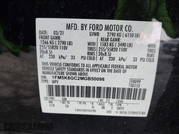 2021 Ford Explorer ST with VIN 1FM5K8GC2MGB50098, listed as a IAAI auction lot 41527293 with 38,810 mi miles. Bid and sale history available at carsss.com. Image 9.