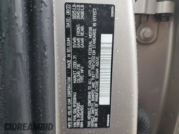2023 Volvo XC40 Plus Dark Theme с VIN YV4L12UL1P2938143, выставлен на аукционе Copart как лот 55974655 с пробегом 18 336 миль миль и Списание • Salvage title. История ставок и продаж доступна на DreamBid. Изображение 14.