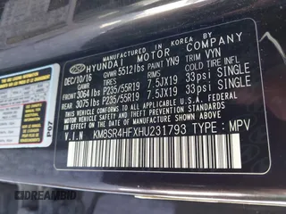 2017 Hyundai Santa Fe SE Ultimate z VIN KM8SR4HFXHU231793, wystawiony jako IAAI lot #41963670 z przebiegiem 132 658 mil mil oraz . Historia ofert i sprzedaży dostępna na DreamBid. Obrazek 9.