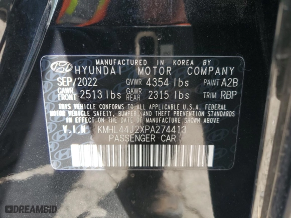 2023 Hyundai Sonata SEL Plus with VIN KMHL44J2XPA274413, listed as a Copart auction lot 47249855 with 44,117 mi miles and Salvage Title. Bid and sale history available at carsss.com. Image 12.