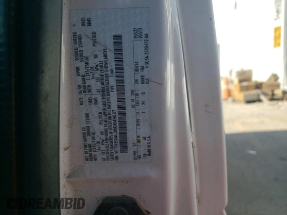 2008 Ford Econoline Cargo Commercial with VIN 1FTNE24L38DB49627, listed as a Copart auction lot 77435274 with 227,954 mi miles and Salvage Title. Bid and sale history available at DreamBid. Image 12.