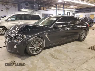 2019 Genesis G70 3.3T Advanced with VIN KMTG74LE6KU027192, listed as a Copart auction lot 46609375 with 50,679 mi miles and Salvage Title. Bid and sale history available at carsss.com. Image 1.