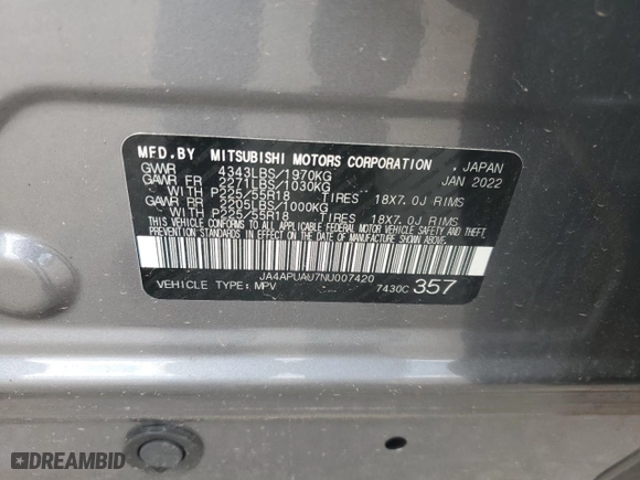 2022 Mitsubishi Outlander Sport ES with VIN JA4APUAU7NU007420, listed as a Copart auction lot 44759925 with 29,336 mi miles and Salvage Title. Bid and sale history available at carsss.com. Image 14.