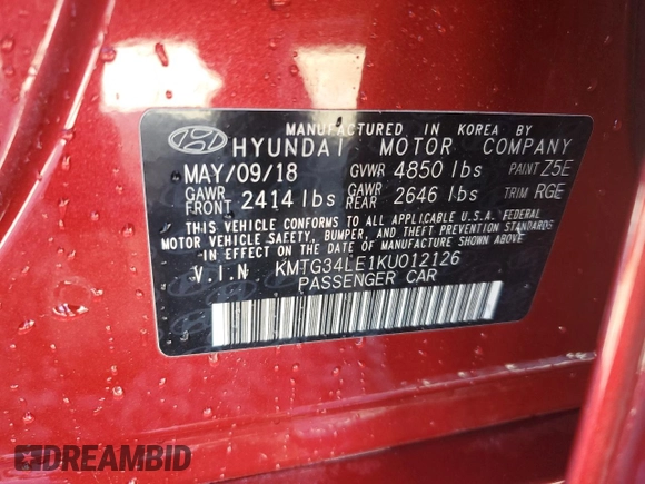 2019 Genesis G70 Advanced with VIN KMTG34LE1KU012126, listed as a Copart auction lot 81837404 with 73,898 mi miles and Non Repairable. Bid and sale history available at DreamBid. Image 13.