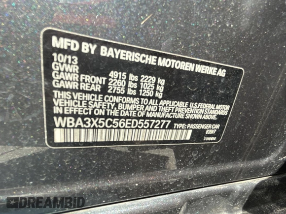 2014 BMW 3 Series 328i Gran Turismo xDrive with VIN WBA3X5C56ED557277, listed as a Copart auction lot 63518355 with 169,897 mi miles and Clean title. Bid and sale history available at DreamBid. Image 10.