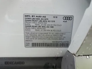 2020 Audi Q5 Premium Plus with VIN WA1BNAFY0L2037761, listed as a Copart auction lot 48557125 with 38,667 mi miles and Salvage Title. Bid and sale history available at carsss.com. Image 14.