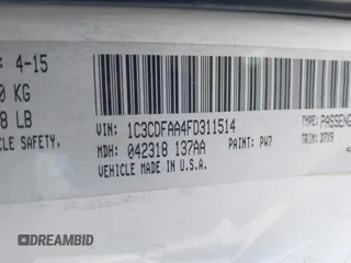 2015 Dodge Dart SE z VIN 1C3CDFAA4FD311514, wystawiony jako IAAI lot #42274688 z przebiegiem 190 852 mil mil oraz . Historia ofert i sprzedaży dostępna na DreamBid. Obrazek 9.