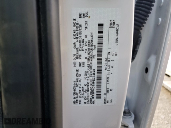 2023 Ford F-450 XL с VIN 1FT8W4DT5PEC72828, выставлен на аукционе Copart как лот 76585394 с пробегом 8 267 миль миль и Списание • Salvage title. История ставок и продаж доступна на DreamBid. Изображение 13.