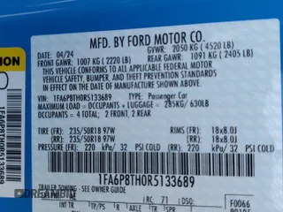 2024 Ford Mustang EcoBoost with VIN 1FA6P8TH0R5133689, listed as a Copart auction lot 53570615 with 25,157 mi miles and Clean Title. Bid and sale history available at DreamBid. Image 13.