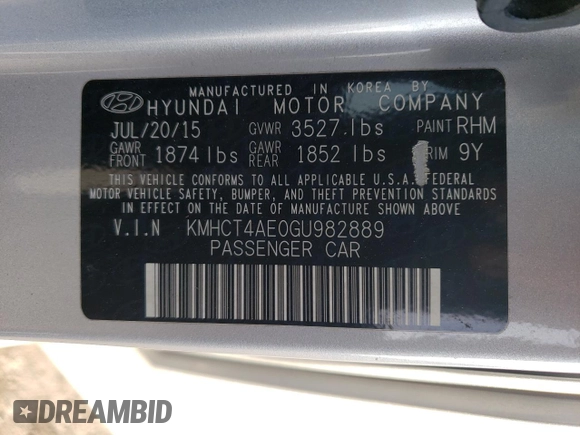 2016 Hyundai Accent SE with VIN KMHCT4AE0GU982889, listed as a Copart auction lot 40371703 with 112,550 mi miles. Bid and sale history available at carsss.com. Image 14.
