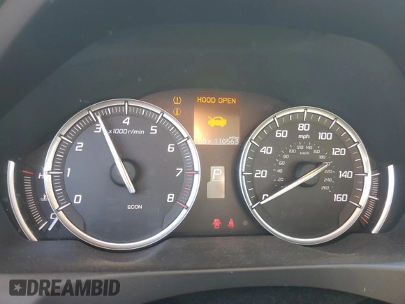 2016 Acura TLX with VIN 19UUB1F33GA000969, listed as a Copart auction lot 48366705 with 110,563 mi miles and Salvage Title. Bid and sale history available at carsss.com. Image 9.