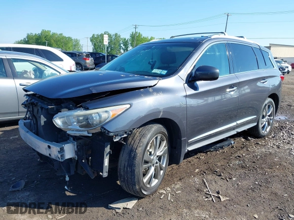 2014 Infiniti QX60 with VIN 5N1AL0MM7EC533909, listed as a IAAI auction lot 42370543 with 159,958 mi miles and . Bid and sale history available at DreamBid. Image 2.