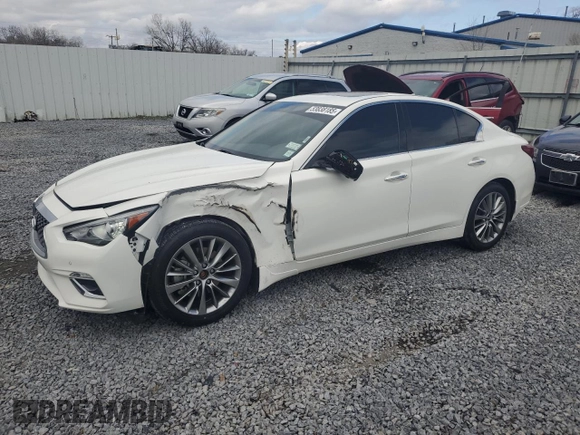 2022 Infiniti Q50 Luxe with VIN JN1EV7BR7NM340678, listed as a Copart auction lot 53838185 with 36,834 mi miles and Salvage title. Bid and sale history available at DreamBid. Image 1.