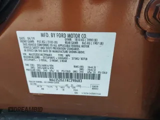 2019 Ford EcoSport SE with VIN MAJ3S2GE1KC298683, listed as a IAAI auction lot 41337638 with Not Provided miles and . Bid and sale history available at DreamBid. Image 9.