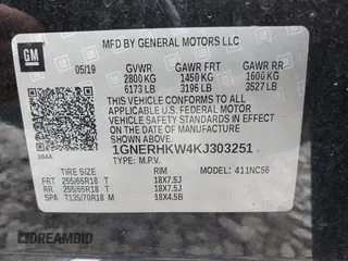 2019 Chevrolet Traverse LT z VIN 1GNERHKW4KJ303251, wystawiony jako IAAI lot #42346909 z przebiegiem 81 750 mil mil oraz . Historia ofert i sprzedaży dostępna na DreamBid. Obrazek 9.