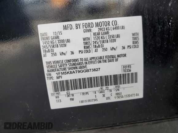 2016 Ford Police Interceptor Utility z VIN 1FM5K8AT9GGB73827, wystawiony jako Copart lot #56400145 z przebiegiem 154 496 mil mil oraz Szkoda całkowita • Salvage title. Historia ofert i sprzedaży dostępna na DreamBid. Obrazek 13.