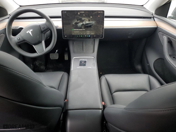 2025 Tesla Model Y Long Range with VIN 7SAYGDEE7SA342995, listed as a Copart auction lot 47588745 with 2,356 mi miles and Salvage Title. Bid and sale history available at carsss.com. Image 8.