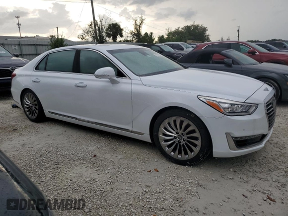 2018 Genesis G90 Ultimate with VIN KMHG54JH3JU043703, listed as a Copart auction lot 74028884 with Not Provided miles and Salvage Title. Bid and sale history available at DreamBid. Image 4.