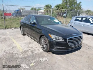 2015 Hyundai Genesis 5.0L with VIN KMHGN4JF0FU081945, listed as a IAAI auction lot 41547186 with 134,956 mi miles. Bid and sale history available at carsss.com. Image 1.