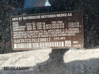 2019 BMW X3 sDrive30i with VIN 5UXTR7C57KLE98817, listed as a IAAI auction lot 40920780 with 1 mi miles. Bid and sale history available at carsss.com. Image 9.