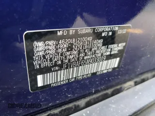 2022 Subaru WRX Premium с VIN JF1VBAF65N9033019, выставлен на аукционе Copart как лот 49658595 с пробегом 7 997 миль миль и Списание • Salvage title. История ставок и продаж доступна на DreamBid. Изображение 14.