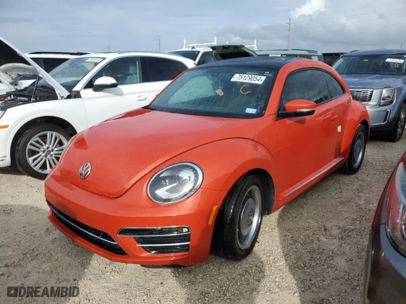 2018 Volkswagen Beetle S with VIN 3VWFD7AT5JM705503, listed as a Copart auction lot 75129054 with 0 mi miles and Non Repairable. Bid and sale history available at carsss.com. Image 1.