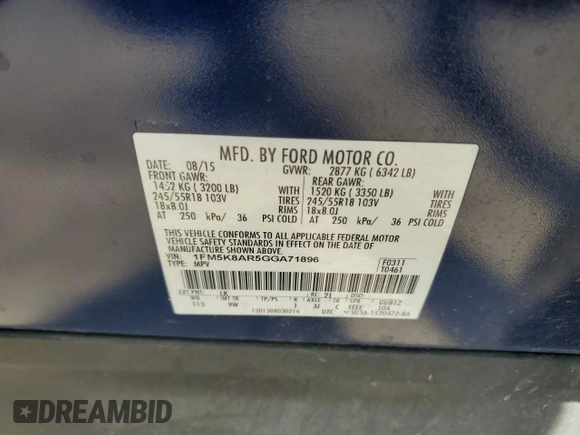 2016 Ford Utility Police Interceptor with VIN 1FM5K8AR5GGA71896, listed as a Copart auction lot 81065904 with 160,882 mi miles and Salvage Title. Bid and sale history available at carsss.com. Image 13.