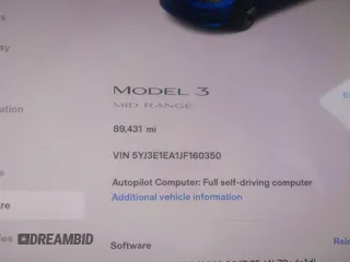 2018 Tesla Model 3 Long Range Battery with VIN 5YJ3E1EA1JF160350, listed as a IAAI auction lot 34606522 with 89,431 mi miles and . Bid and sale history available at DreamBid. Image 7.