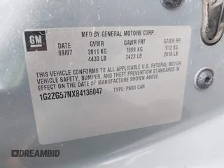 2008 Pontiac G6 z VIN 1G2ZG57NX84136047, wystawiony jako IAAI lot #41902104 z przebiegiem 182 200 mil mil oraz . Historia ofert i sprzedaży dostępna na DreamBid. Obrazek 9.