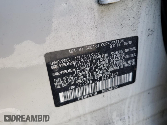 2020 Subaru Forester Premium with VIN JF2SKAJC3LH421462, listed as a Copart auction lot 52384335 with 66,194 mi miles and Salvage Title. Bid and sale history available at carsss.com. Image 13.