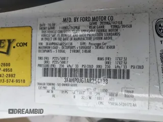 2010 Ford Fusion SEL with VIN 3FAHP0JG1AR254138, listed as a IAAI auction lot 41177427 with 158,485 mi miles and . Bid and sale history available at DreamBid. Image 9.